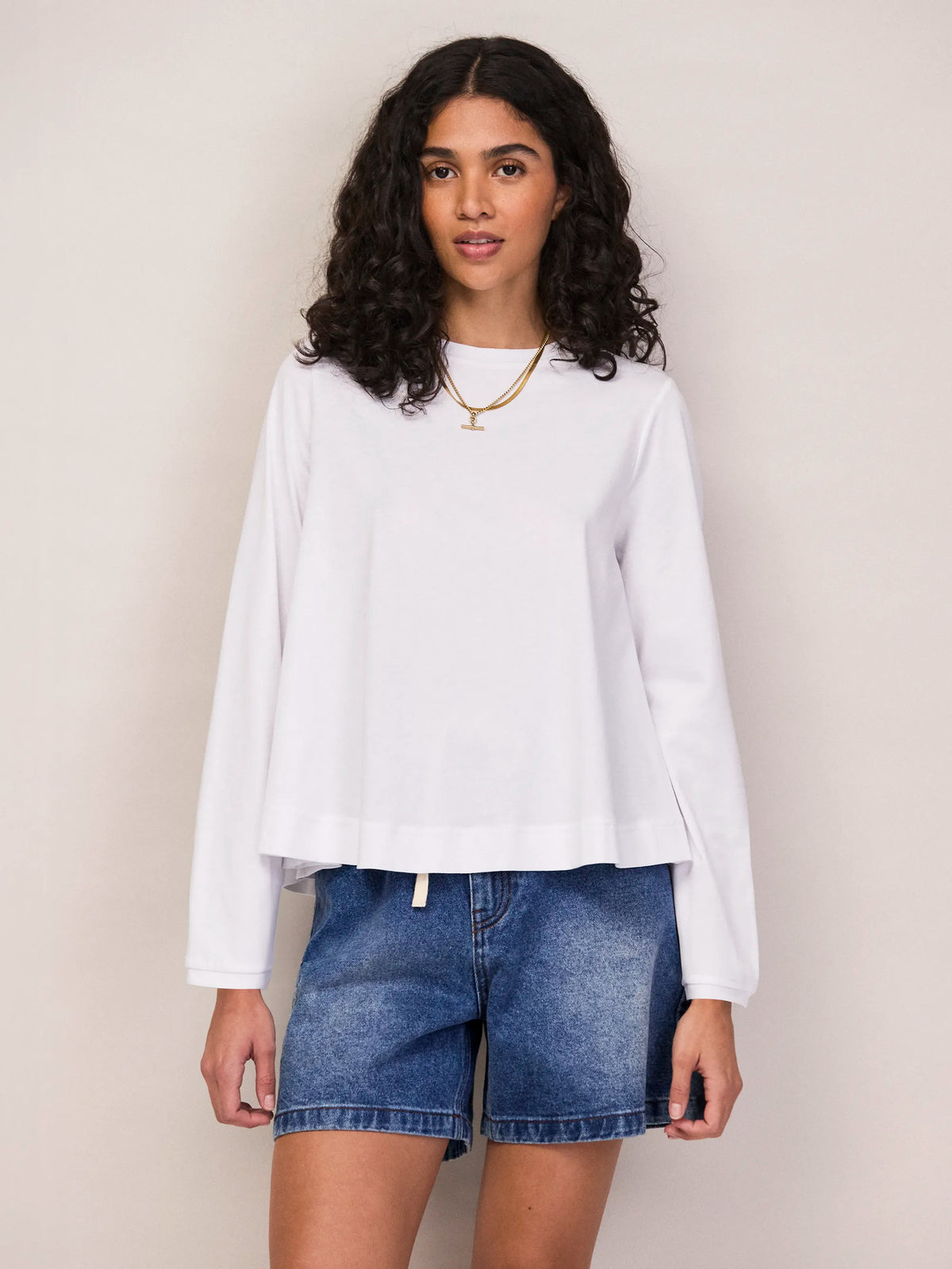 White Hi-Lo Hem T-Shirt