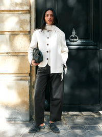 Black Leather Barrel Leg Trousers