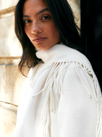 Cream Double-Faced Detachable Scarf Jacket With Wool