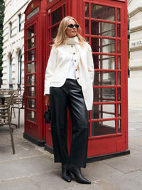 Black Leather Barrel Leg Trousers