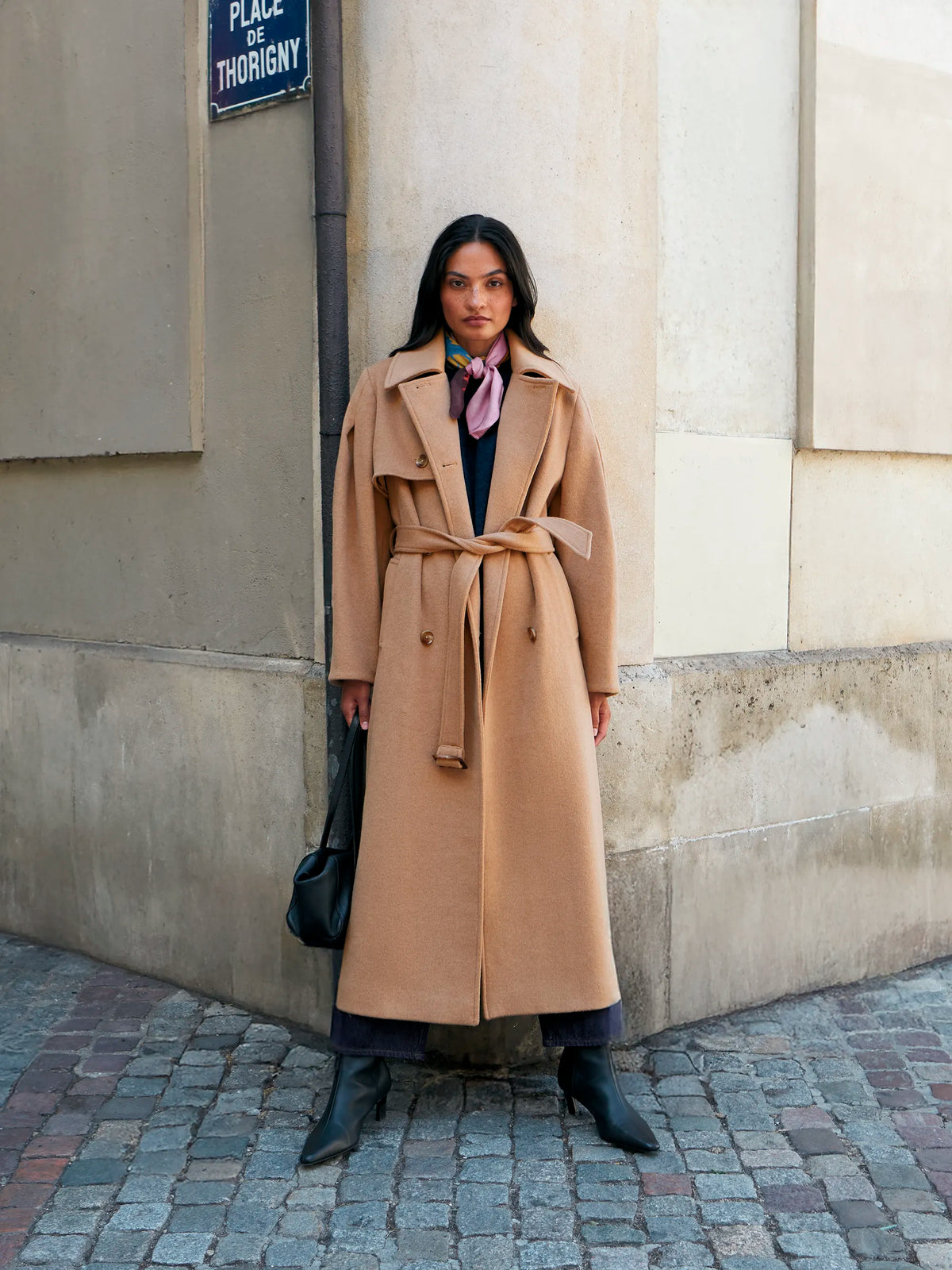 Camel Wool Blend Trench Coat