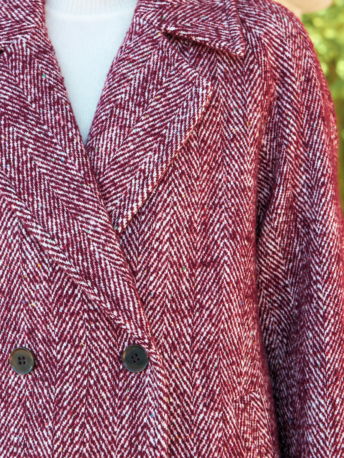Petite Pink Herringbone Cocoon Coat With Wool