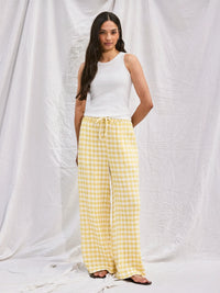 Yellow Check Cheesecloth Trousers