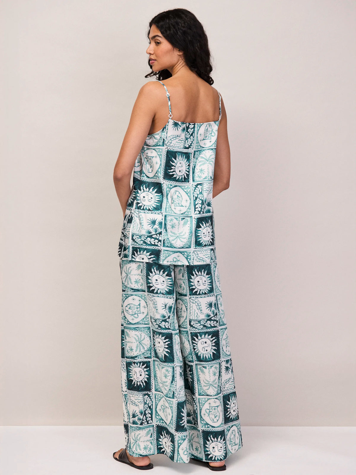 Blue Zodiac Print Long Line Cami Co-Ord Modern Female Fashion