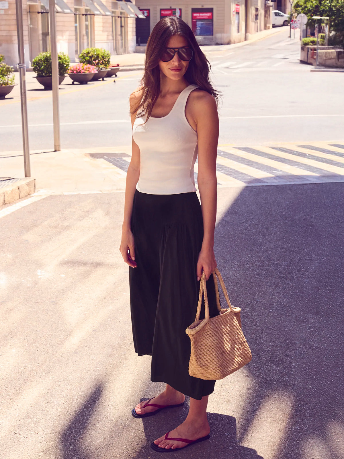 Petite Black Cotton Gathered Skirt