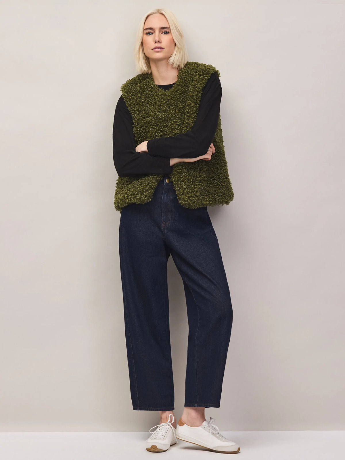 Olive faux shearling gilet