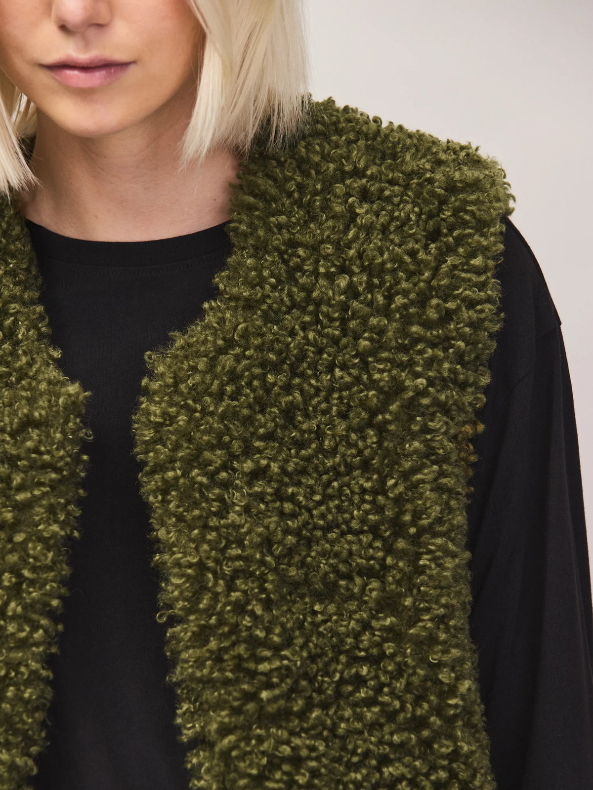Olive faux shearling gilet