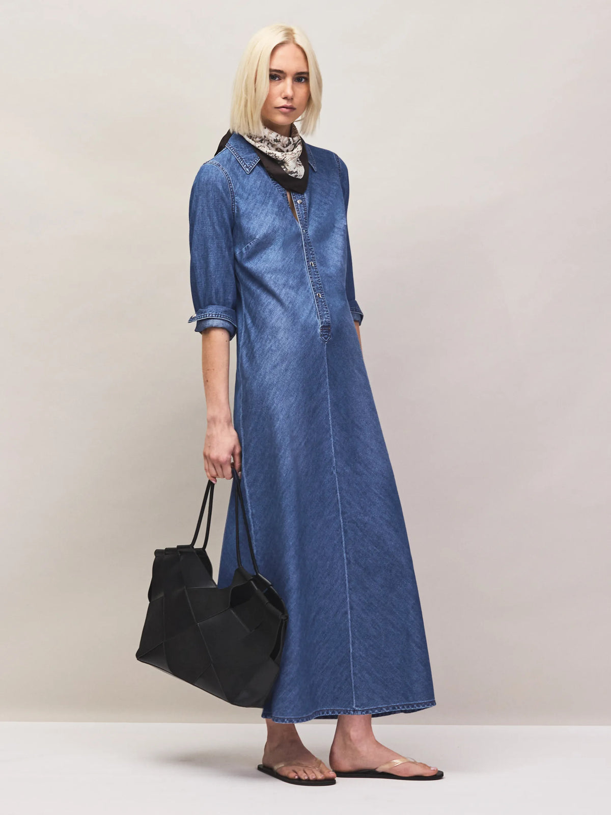Indigo denim maxi dress