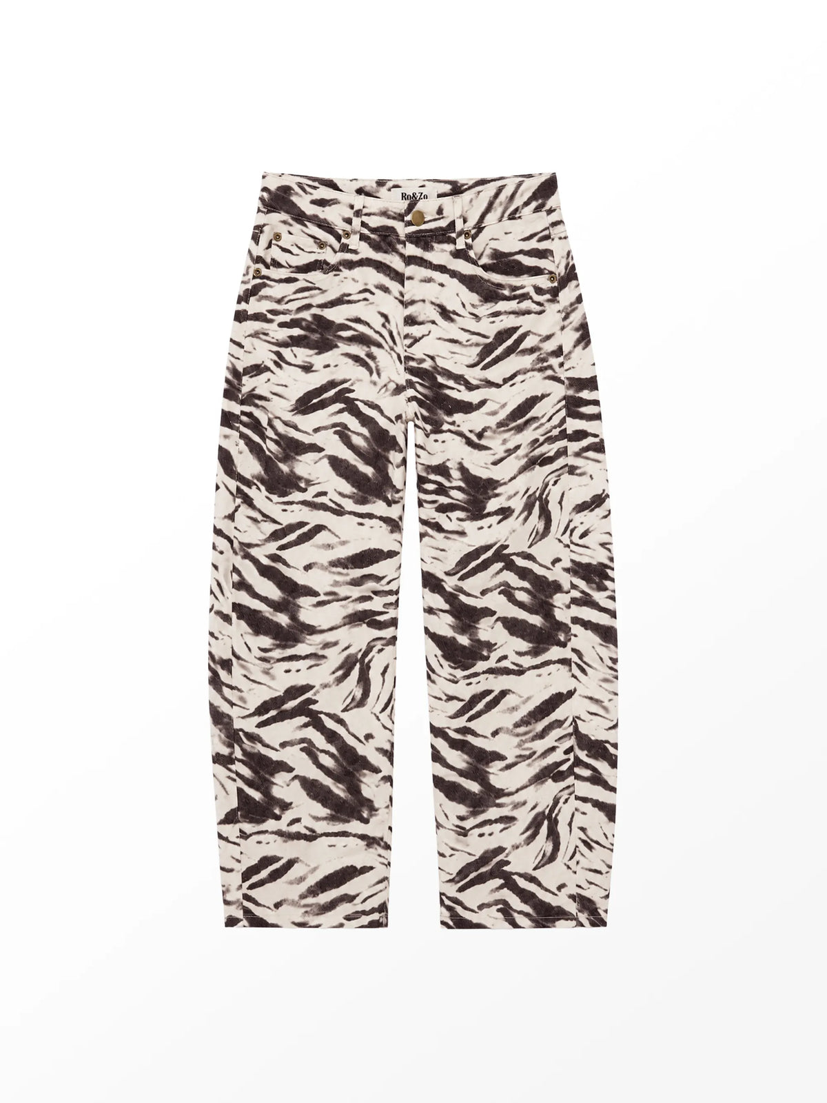 Brown zebra barrel leg jeans