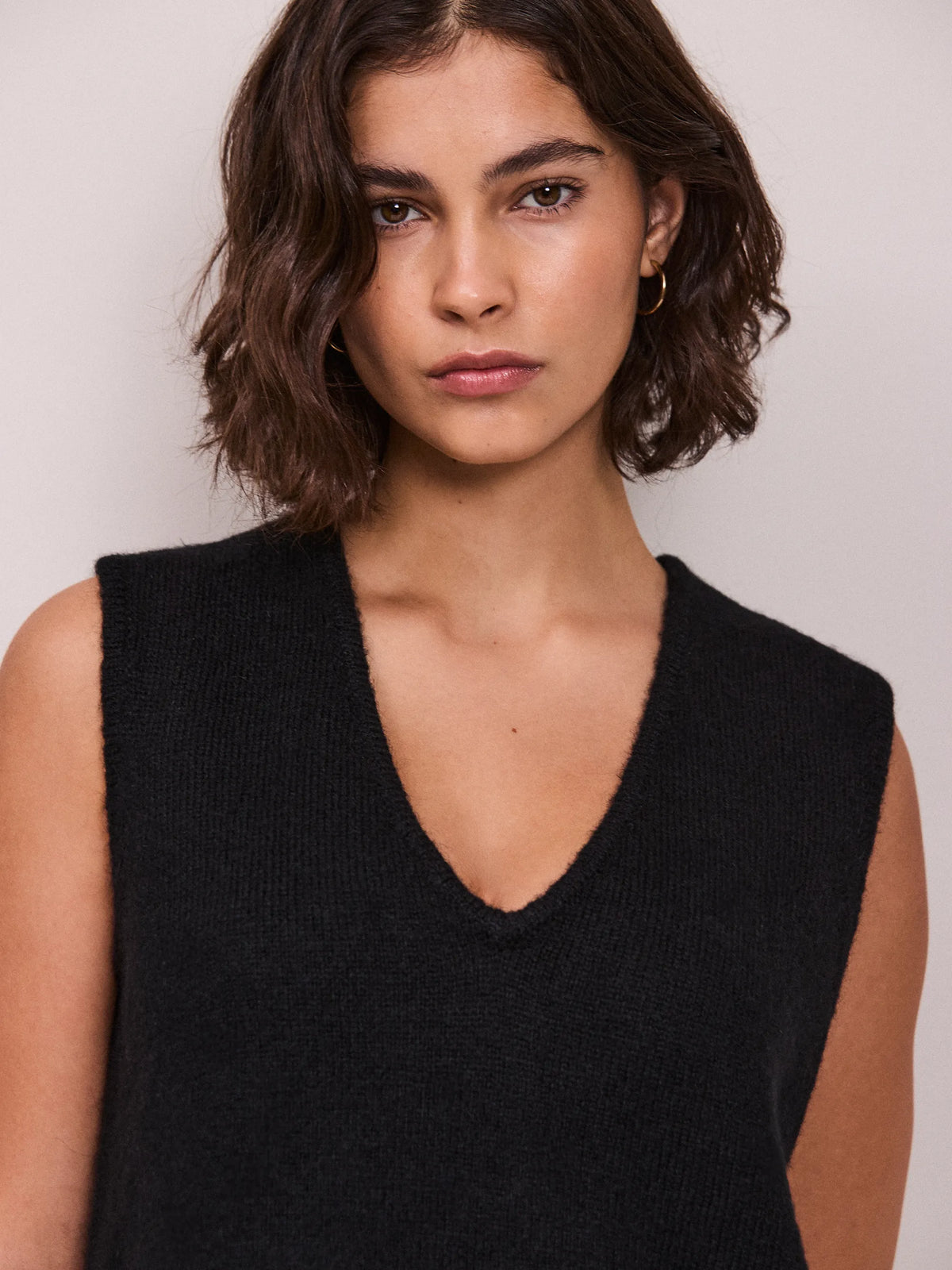 Black Feather Trim Knit Vest