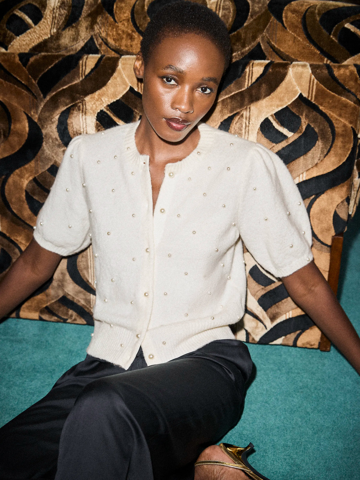 Ivory Pearl Knit Top With Wool And Alpaca