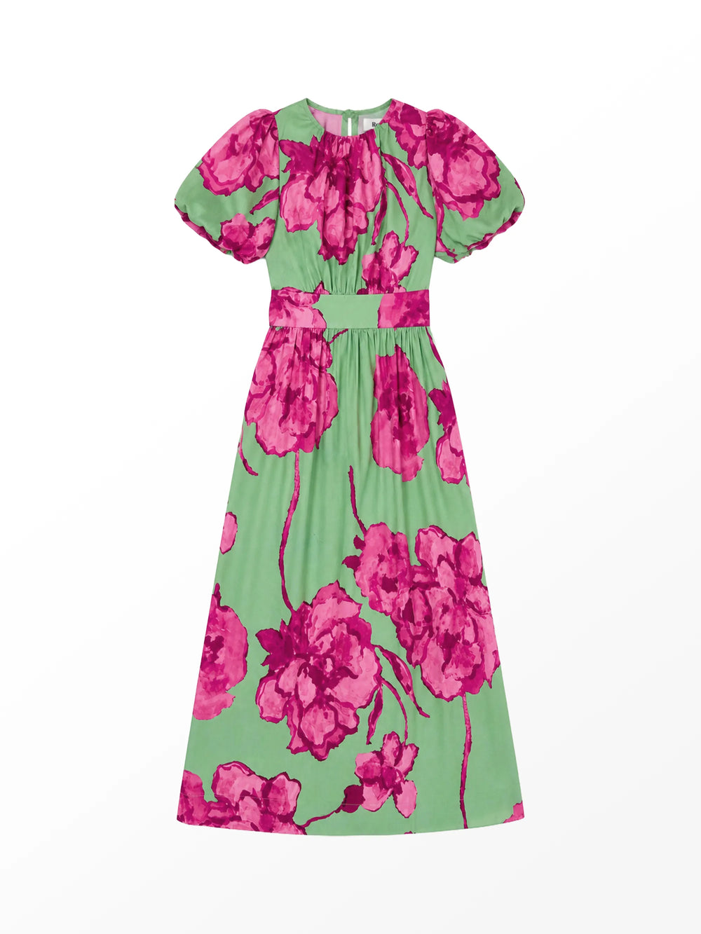 Seraphina Pink And Green Floral Puff Sleeve Dress Ro&Zo Seraphina Pink And Green Floral Puff Sleeve Dress Ro&Zo