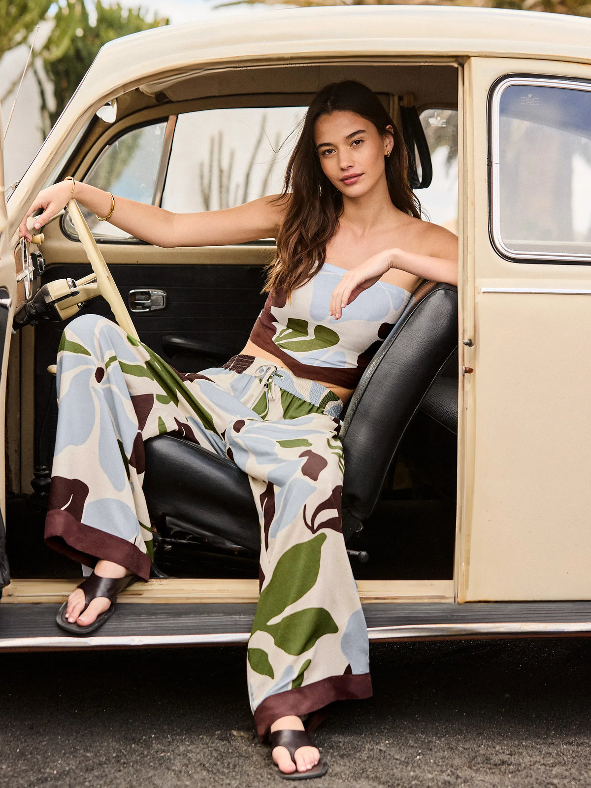 Petite Stencil Floral Print Trousers