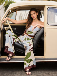 Petite Stencil Floral Print Trousers