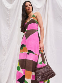 Abstract Geo-Print Maxi Dress