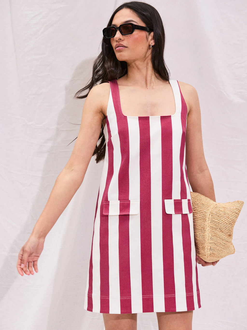Stripe Pocket Detail Mini Dress