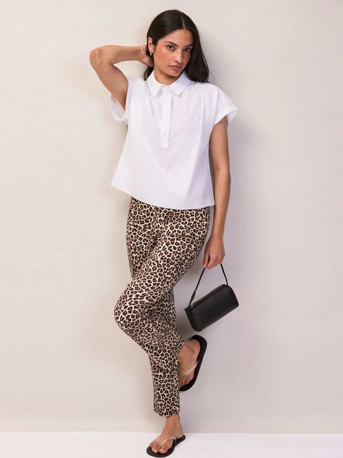 White Cotton Poplin Gathered Shoulder Shirt