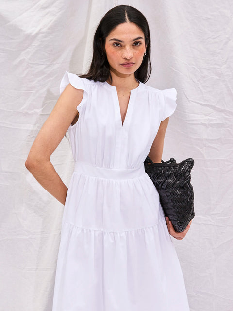 Petite White Cotton Frill Sleeve Dress – Ro&Zo