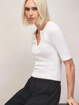 Ivory ribbed Henley top