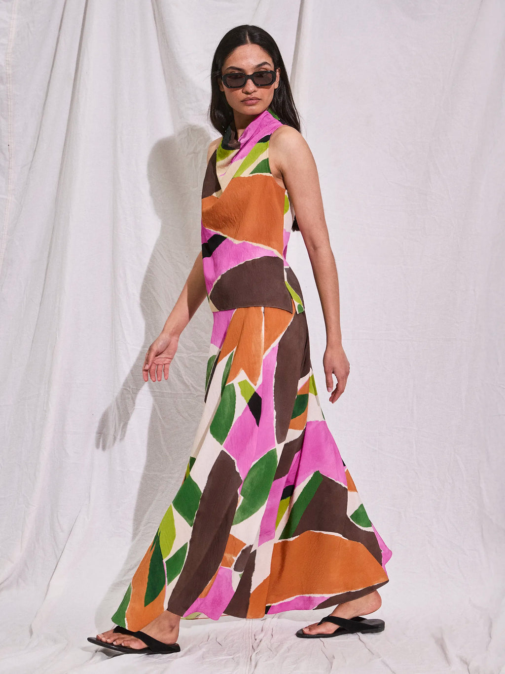 Petite Abstract Geo Print Maxi Skirt