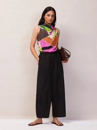 Abstract Geo-Print Cowl-Neck Top