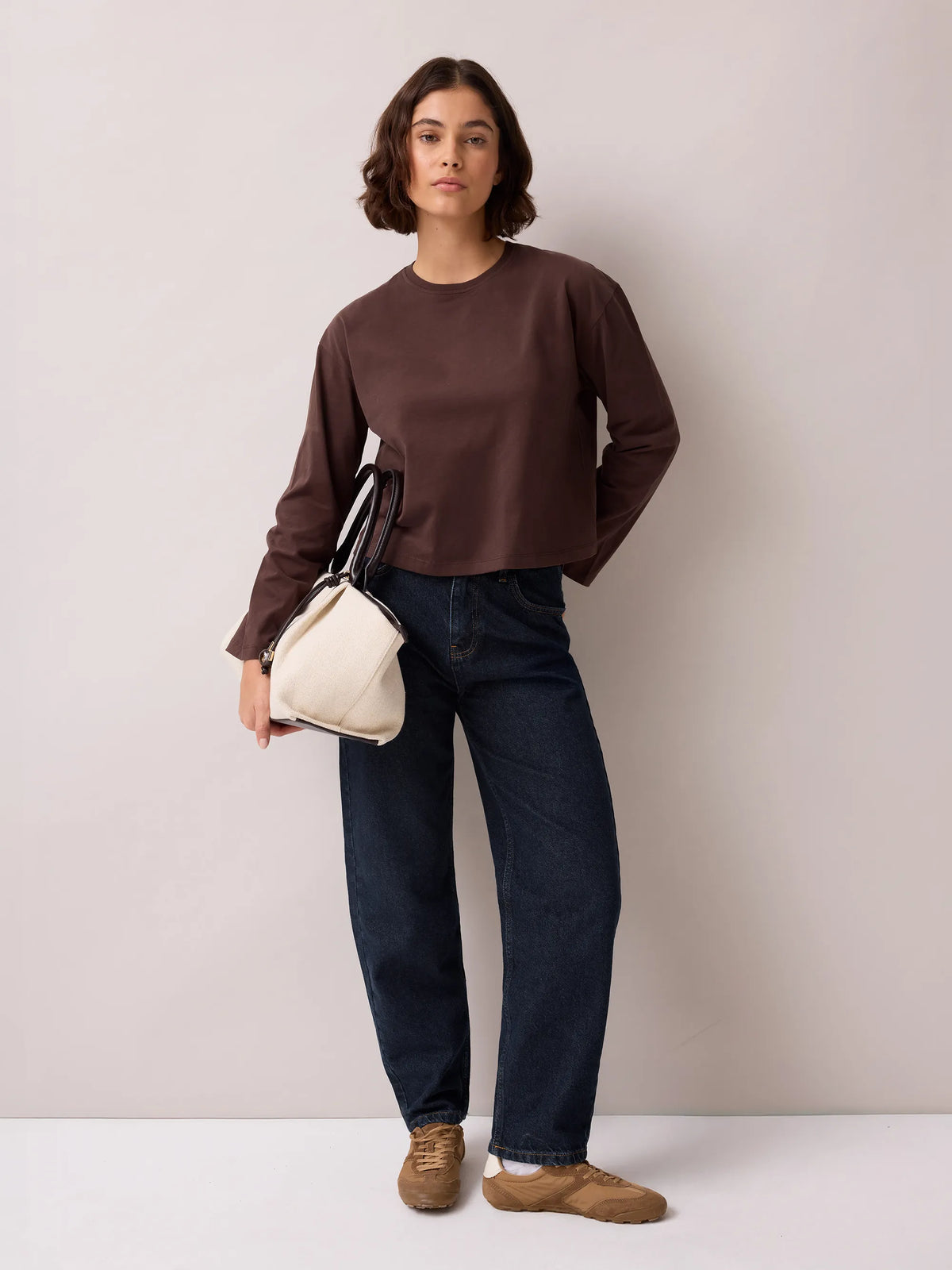 Chocolate Long-Sleeved Cotton T-Shirt