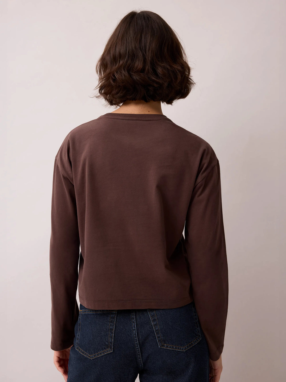 Chocolate Long-Sleeved Cotton T-Shirt