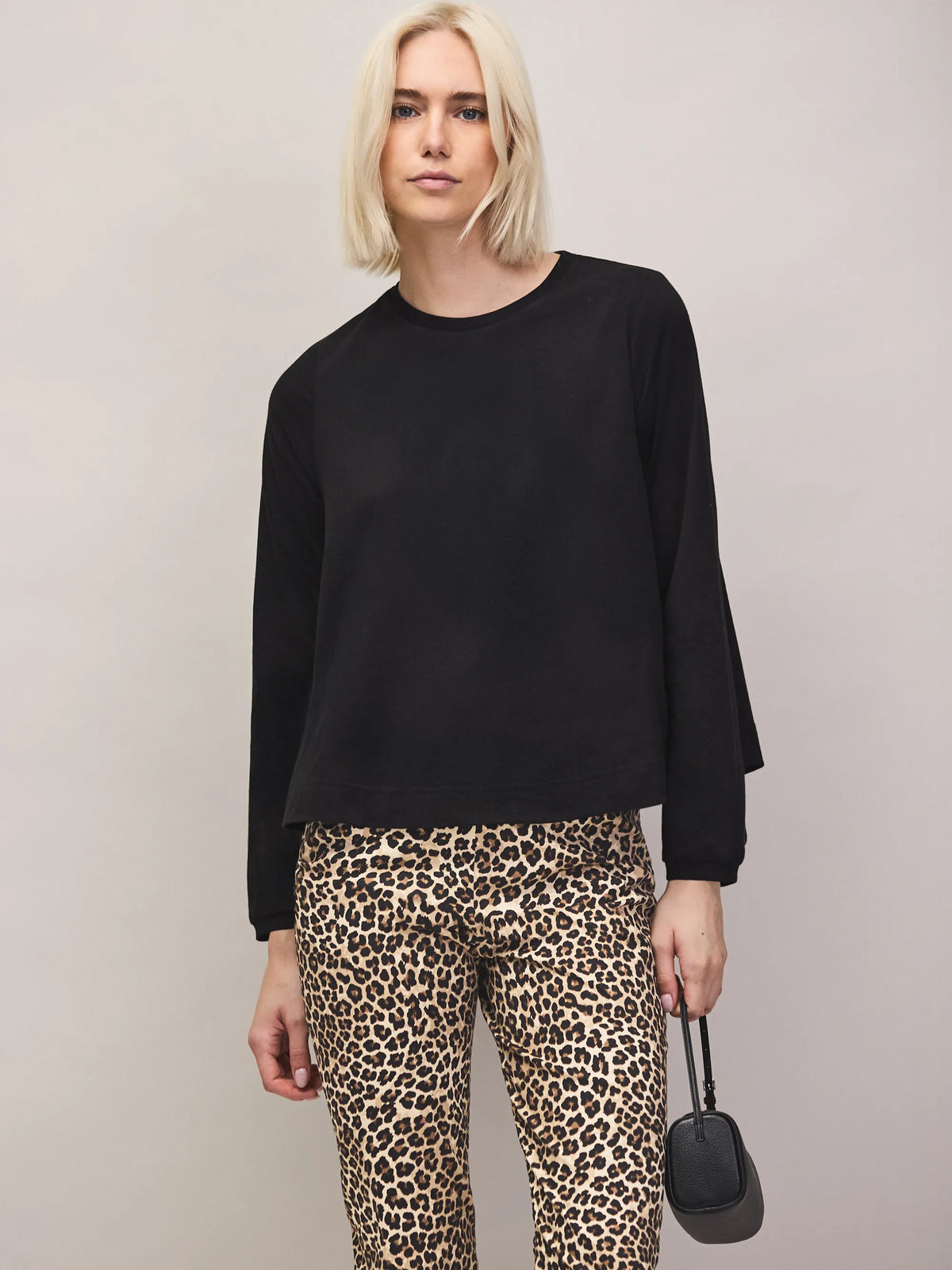 Black cotton long sleeve top