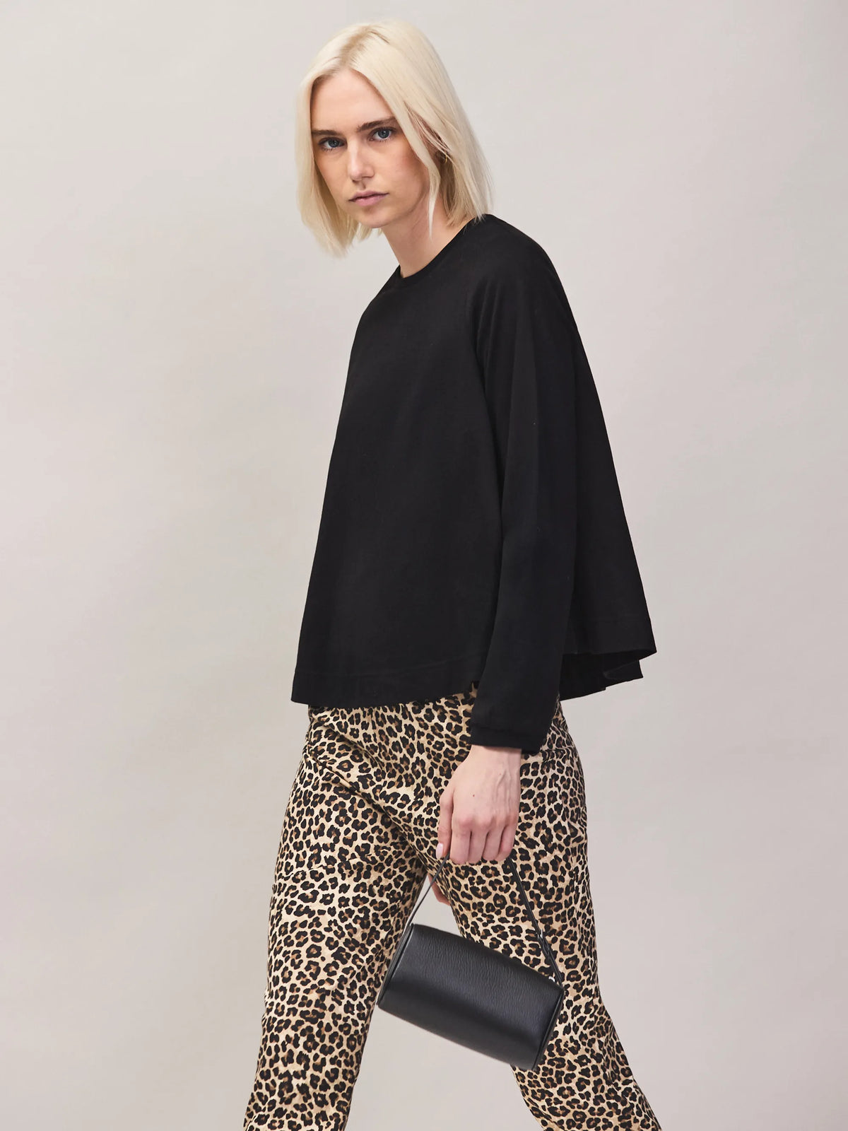 Black cotton long sleeve top
