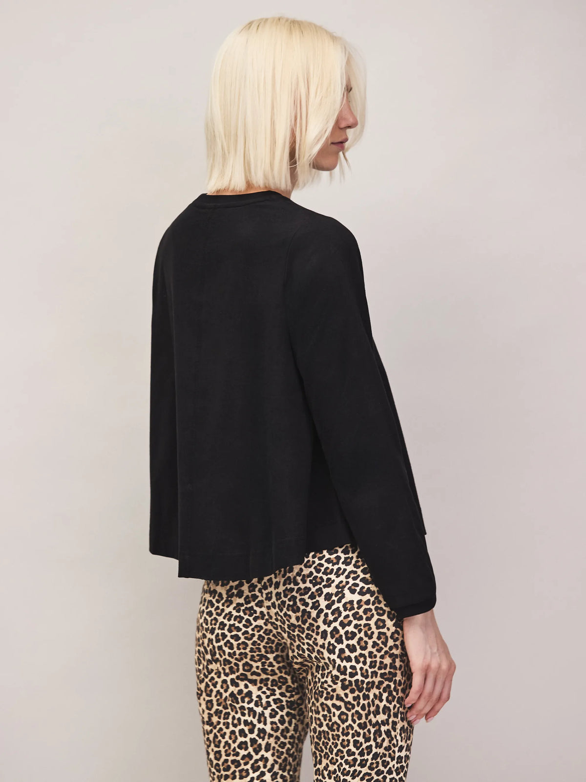 Black cotton long sleeve top