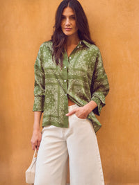 Khaki scarf print shirt