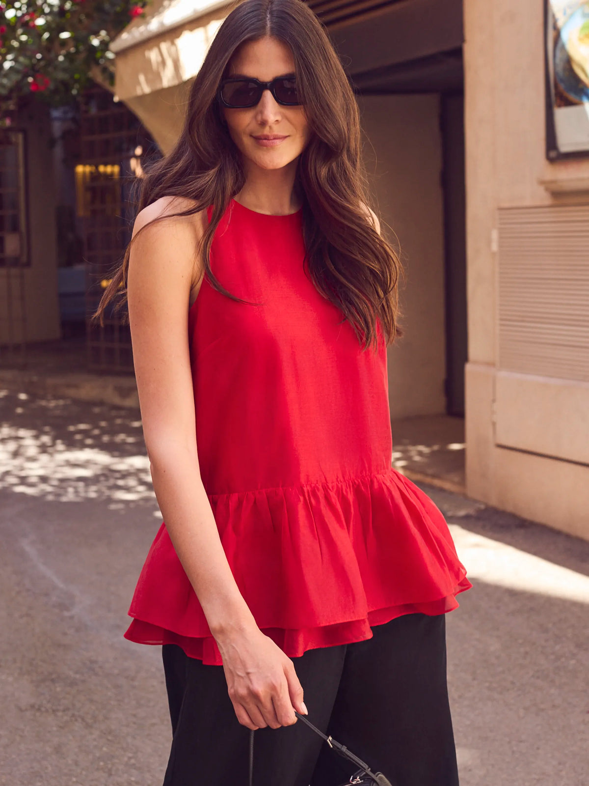 Red Longline Peplum Cami