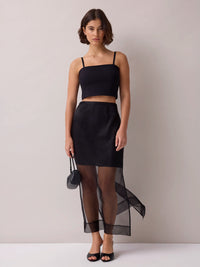 Black ponte top with detachable straps