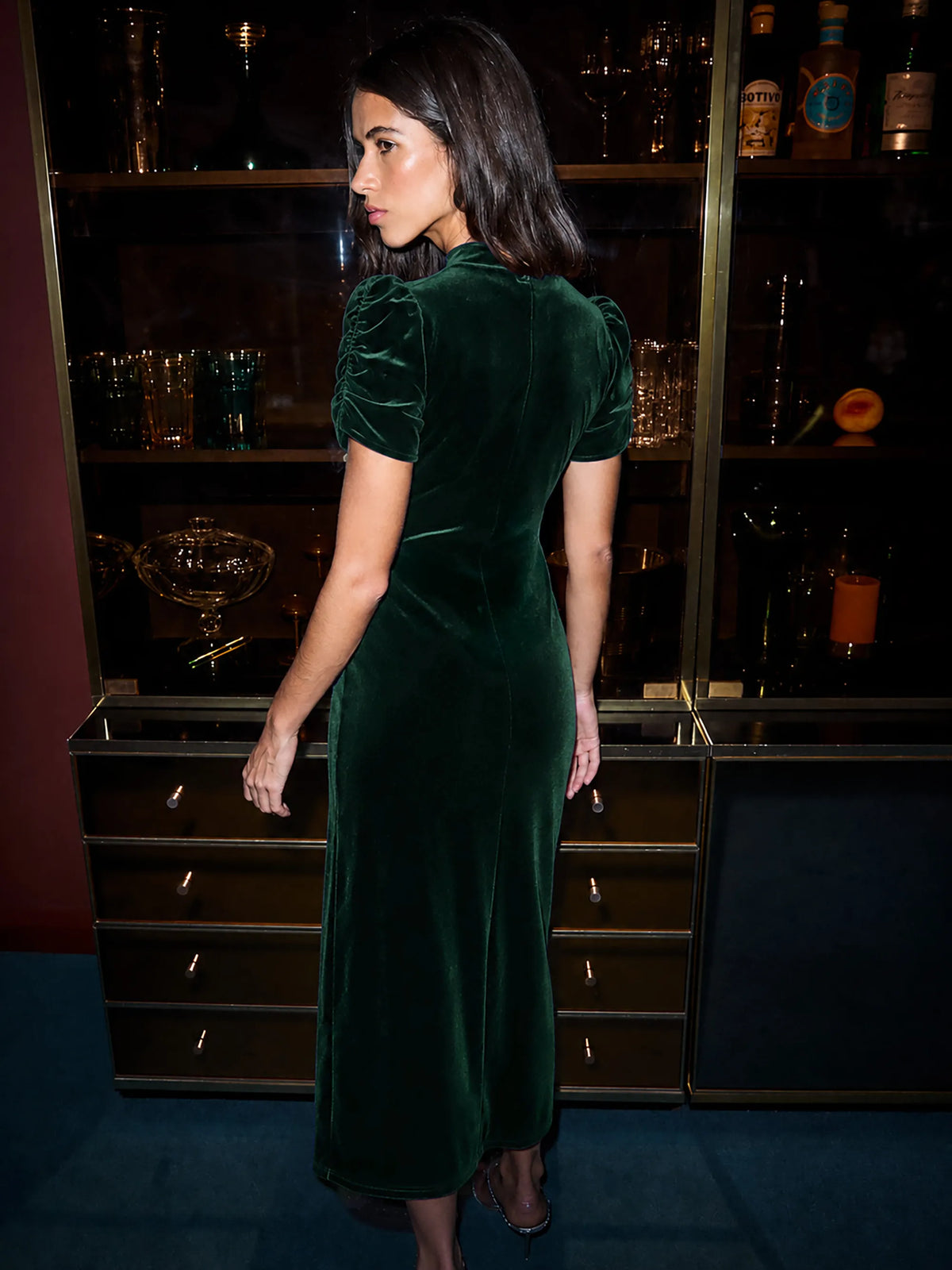 Harriet Green Velvet Puff Sleeve Dress