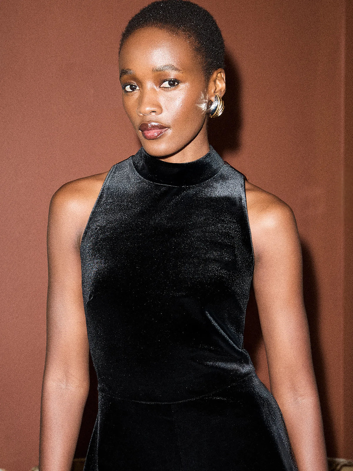 Callie Black Velvet Jumpsuit