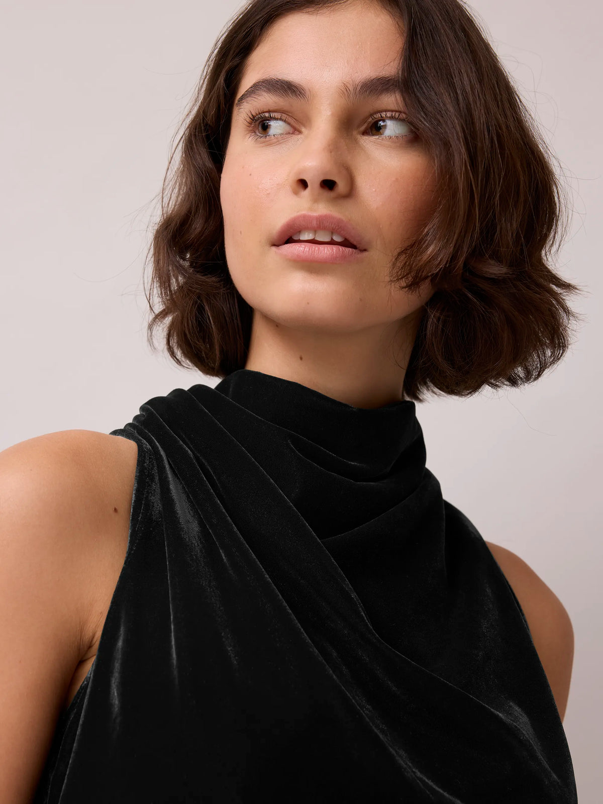 Black Velvet Cowl Top