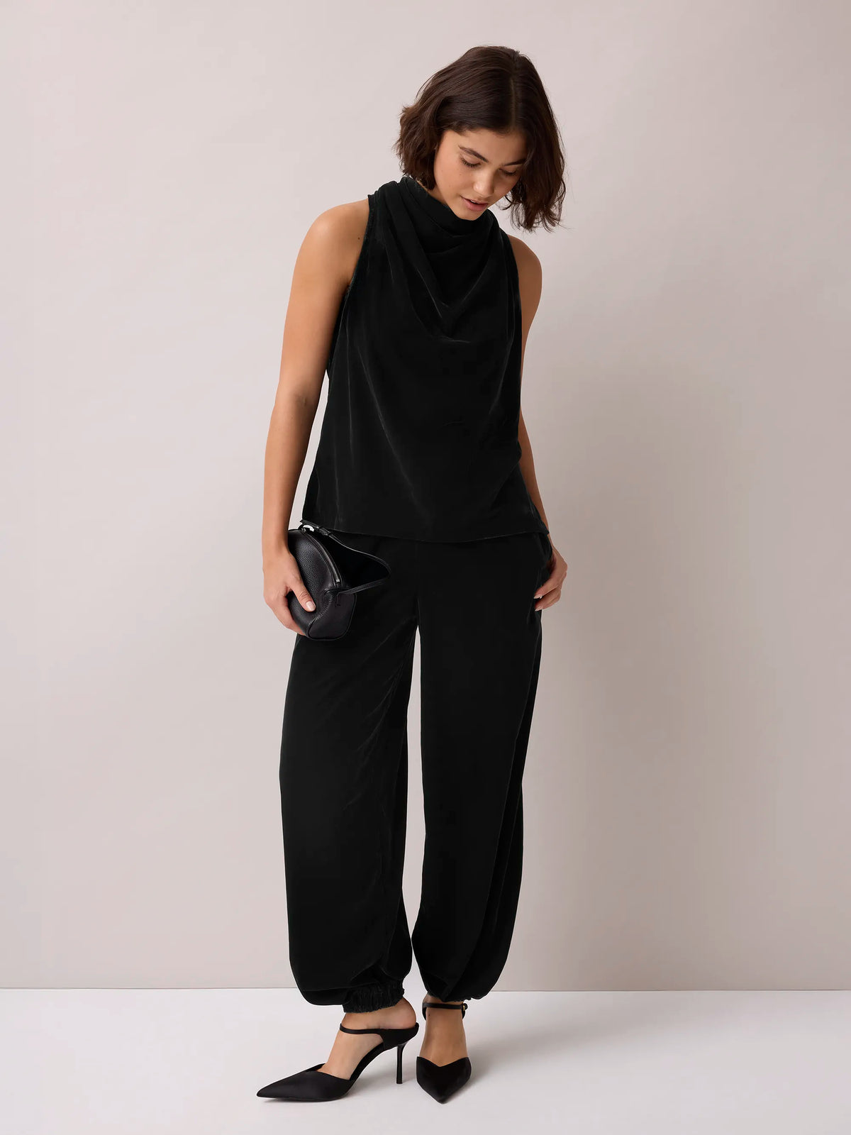 Black Velvet Balloon Trousers