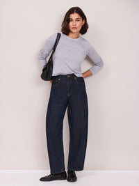 Dark Blue Denim Barrel Leg Jeans