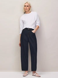 Dark blue barrel leg jeans