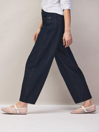 Dark blue barrel leg jeans
