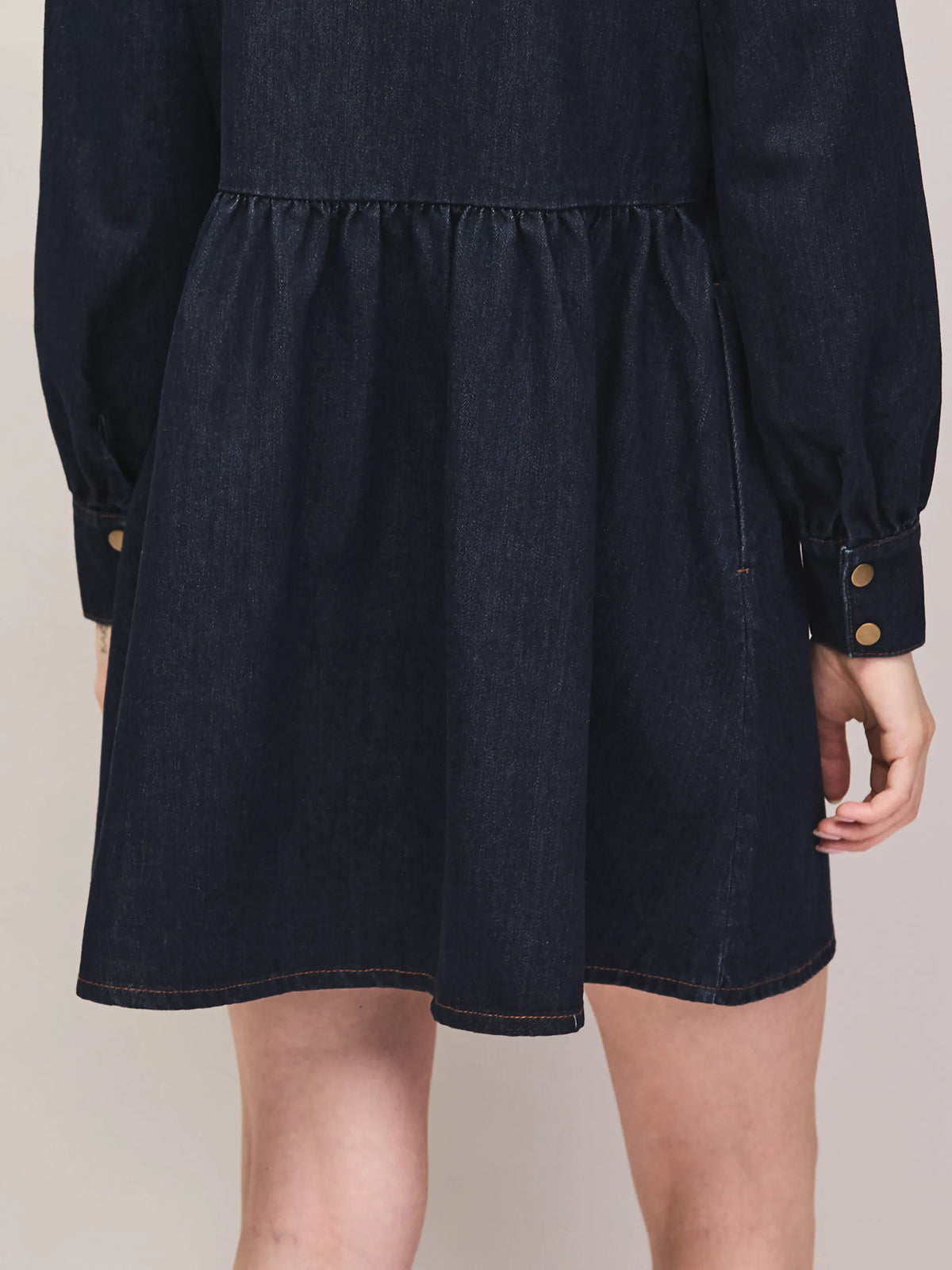 Petite Dark Blue Denim Zip Front Mini Dress