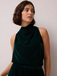 Green Velvet Cowl Top