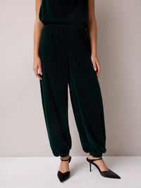Green Velvet Balloon Trousers