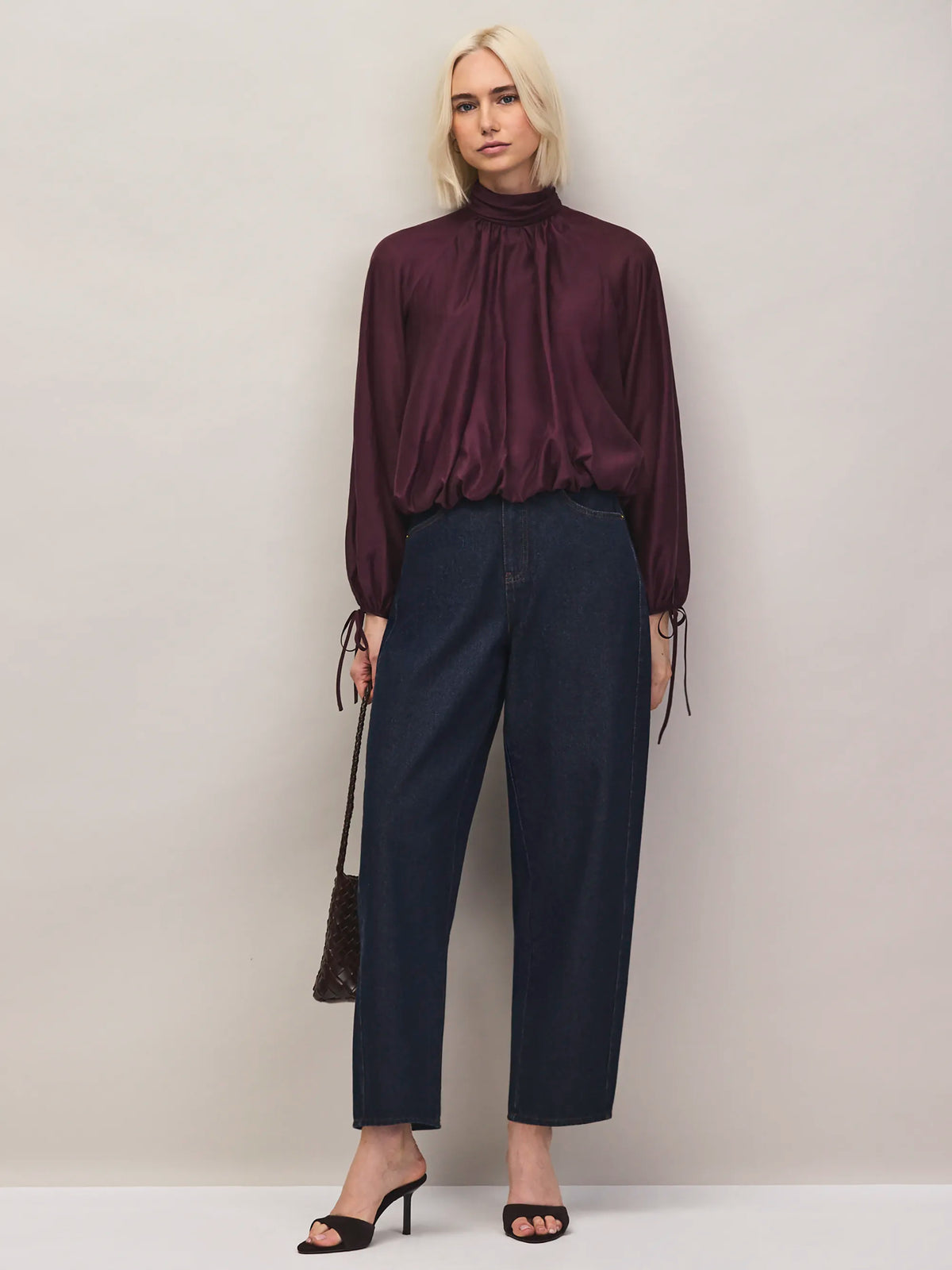 Burgundy tie sleeve top