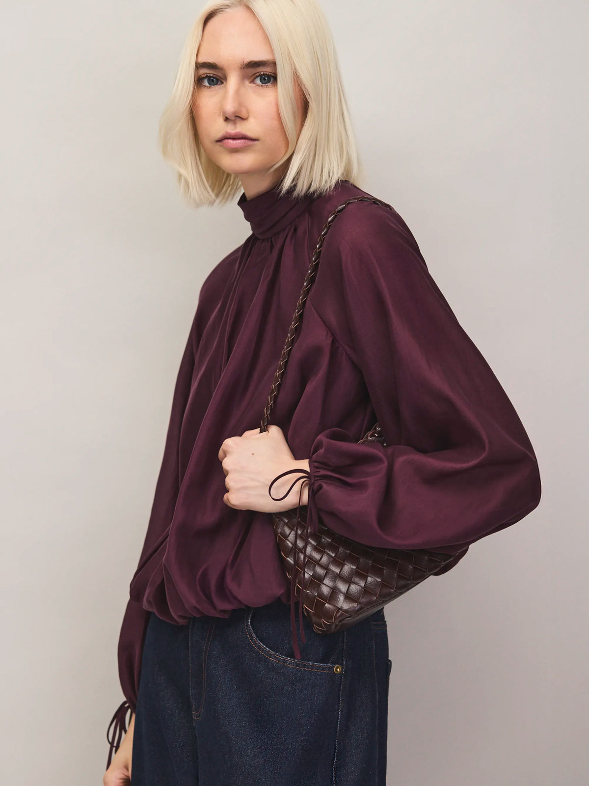 Burgundy tie sleeve top