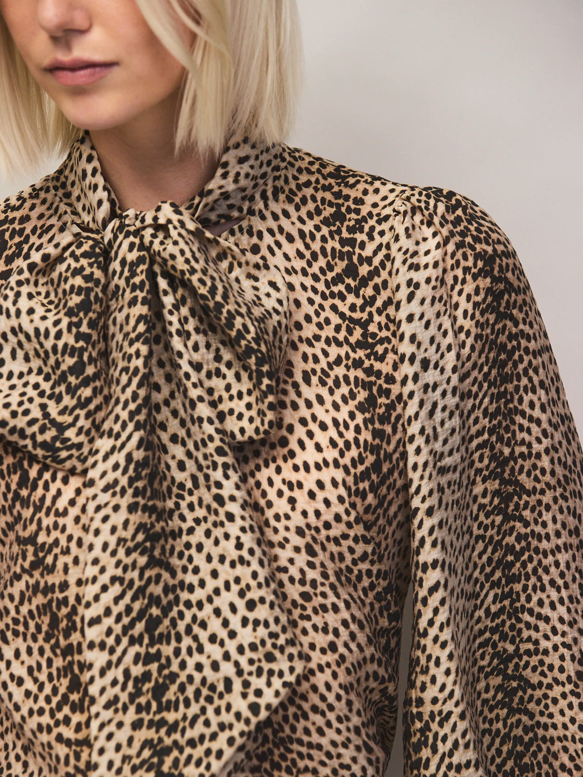 Leopard print bow detail blouse