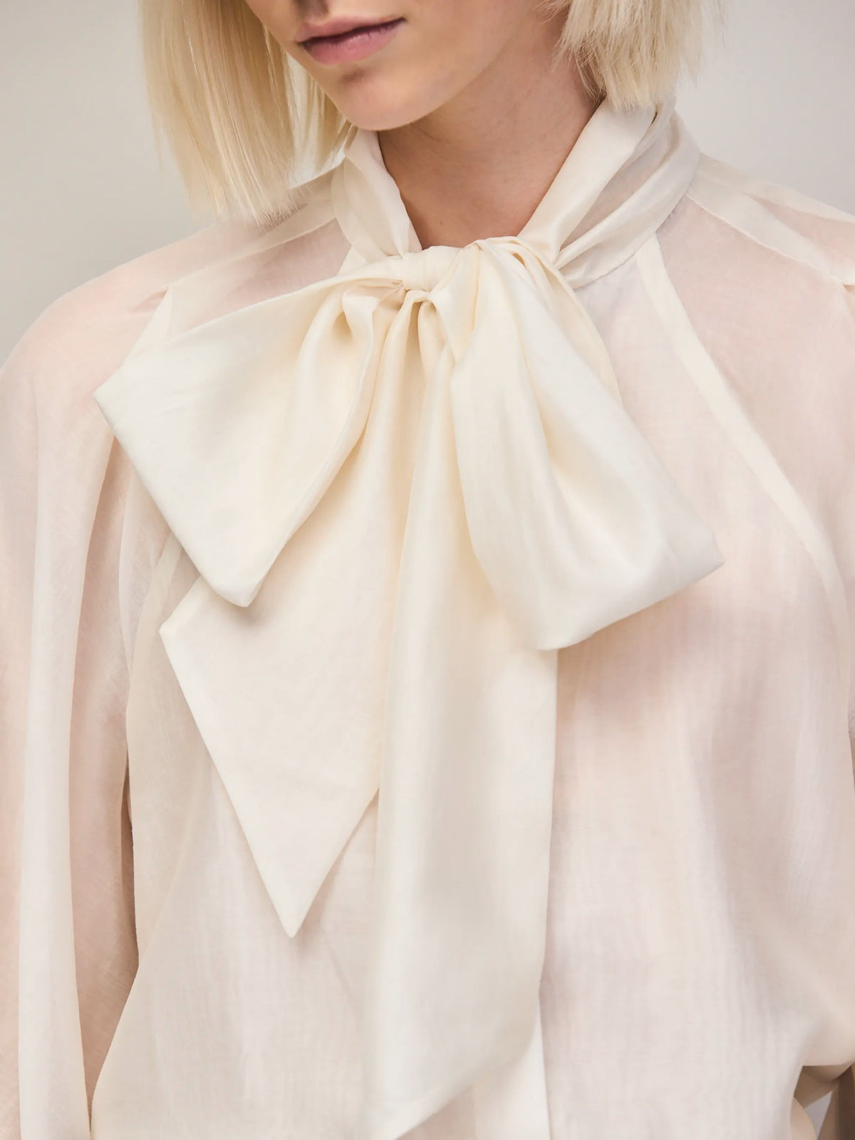 Cream bow detail blouse