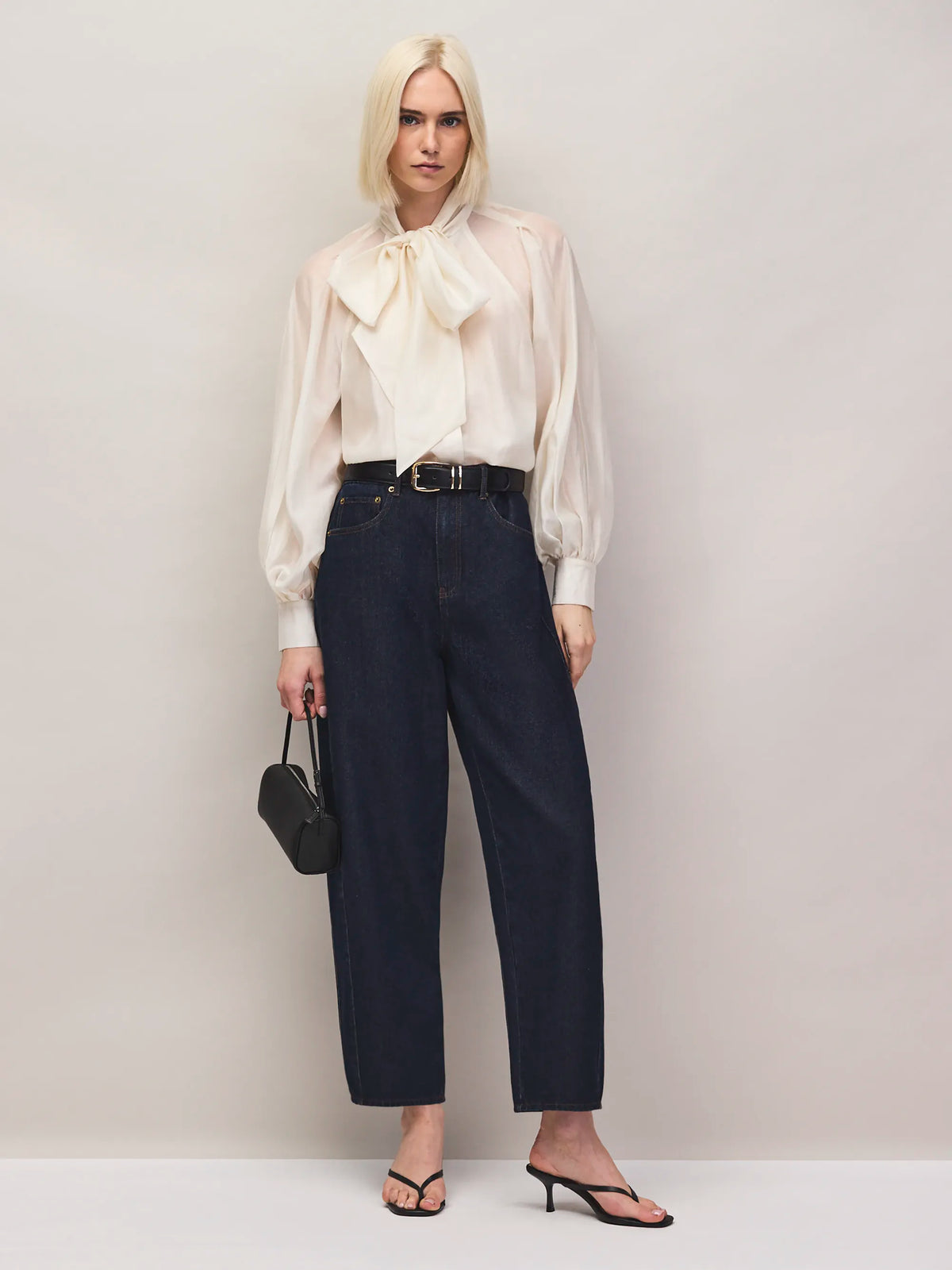Cream bow detail blouse