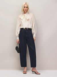 Cream bow detail blouse