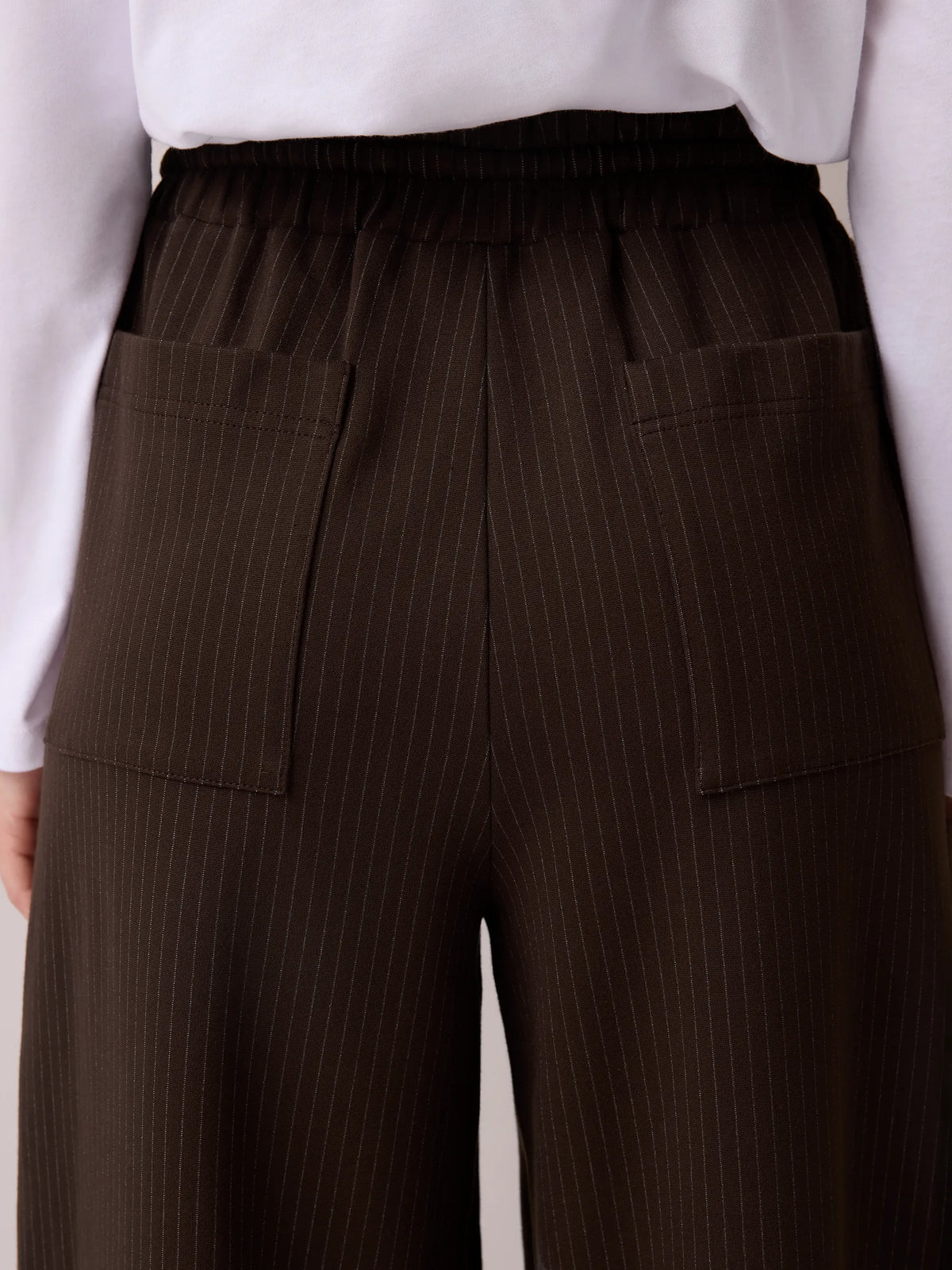 Brown Pinstripe Wide Leg Jogger